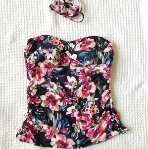 Merona floral tankini top with straps